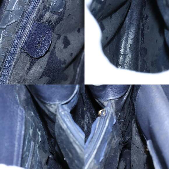 GUCCI Bamboo Hand Bag Suede Leather Navy Gold - Picture 11 of 12